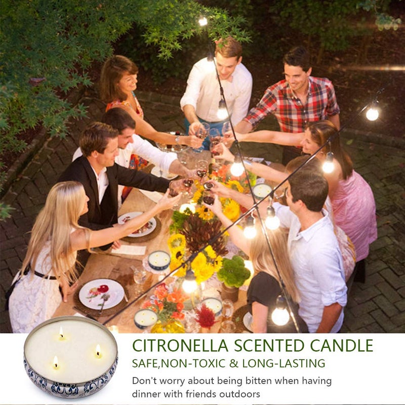 NIKY 3 Packs Large Citronella Candles Outdoor and Indoor, 13.5oz 3-Wick Soy Wax Portable Travel Tin Candle for Home Garden Patio Yard Balcony and Summer Gift - Image 4